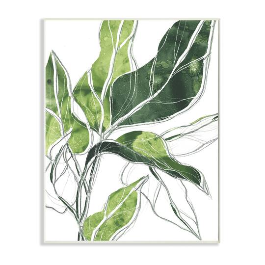 Stupell Industries Expressive Palm Linework Green Pop Detail Wall Plaque